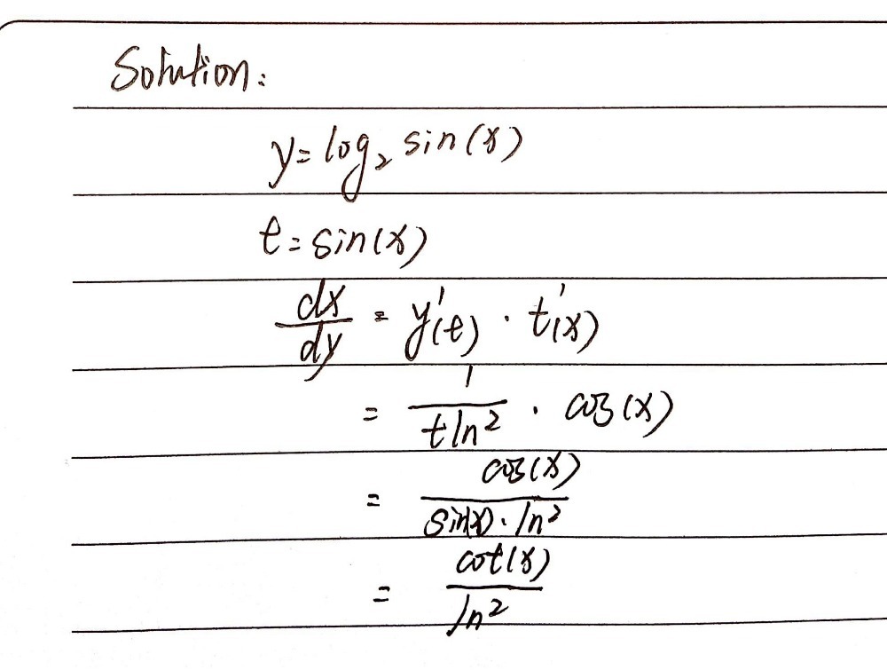 5 Find The Derivative Of Y Log 2sin X Dx Dy Gauthmath