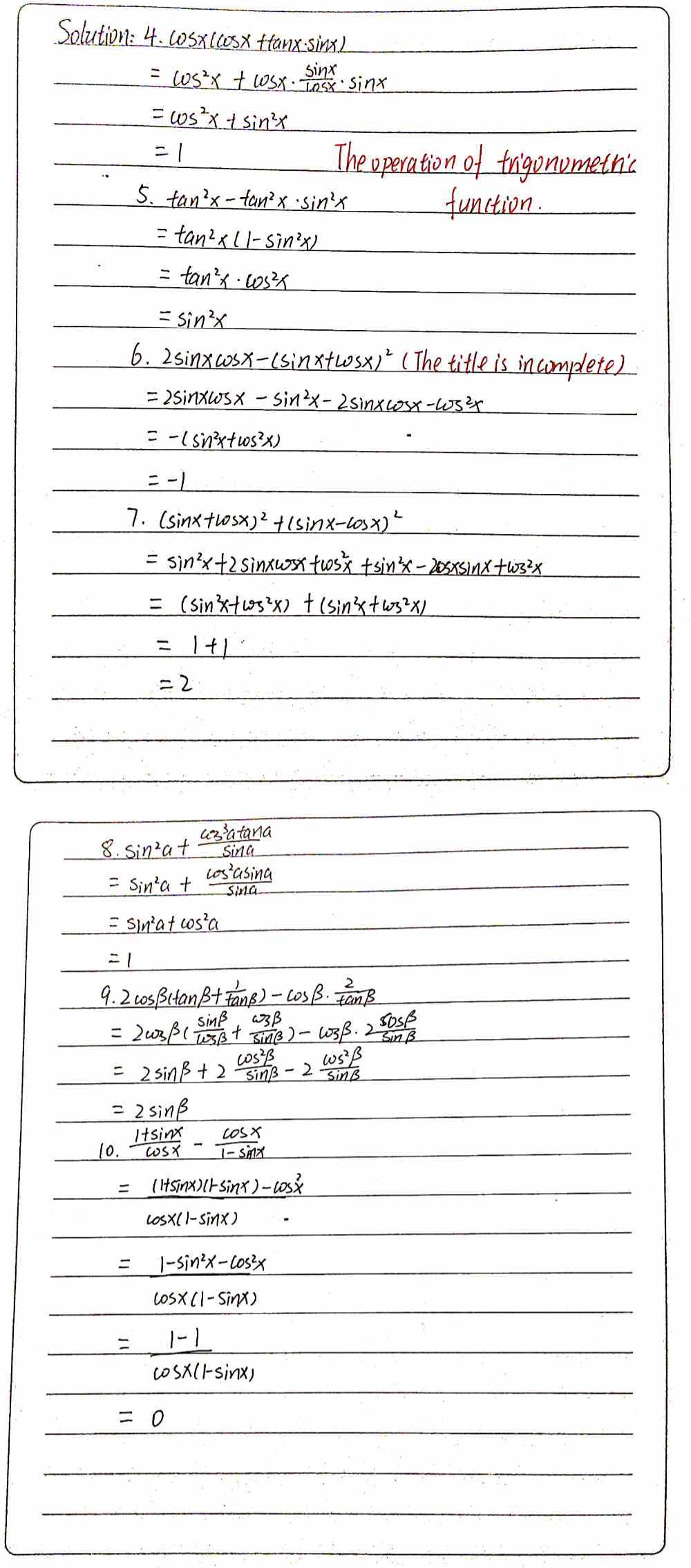 4 Cos Xcos X Tan X Sin X 5 Tan 2x Tan 2x Sin 2 X 6 Gauthmath