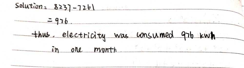 24. The electric meter reading last month was 7261 - Gauthmath