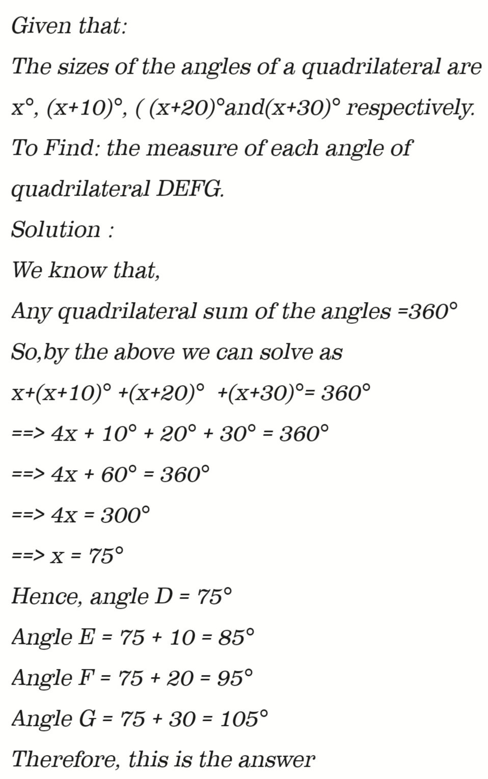 The Sizes Of The Angles Of A Quadrilateral Are X Gauthmath