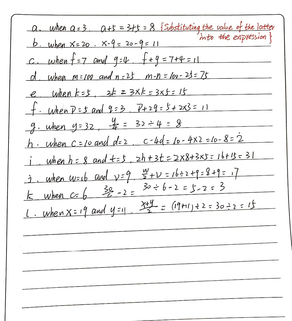 1 Work Out The Value Of Each Expression A A 5 W Gauthmath