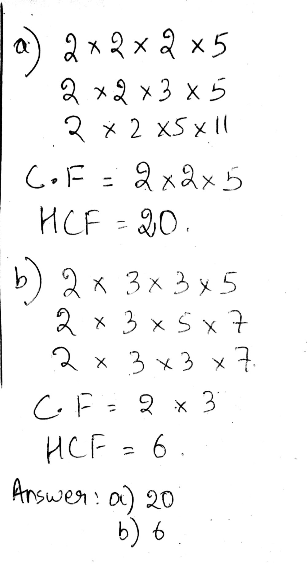 5 Find The Hcf For Each Group Of Prime Factors Gauthmath