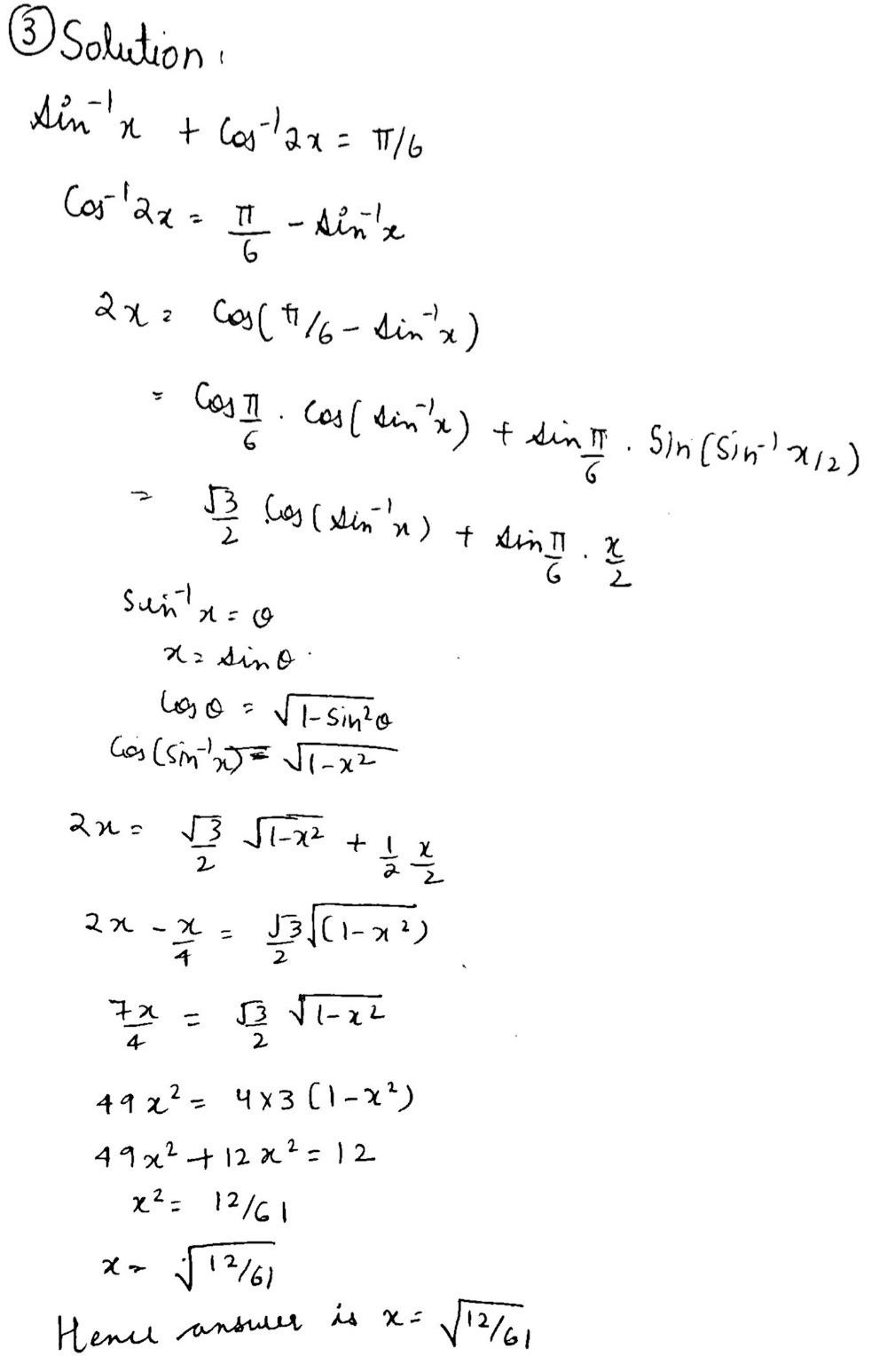 Sin 1x Cos 12x Frac P 6 Cos 1 1 X Cos 1 3 Gauthmath