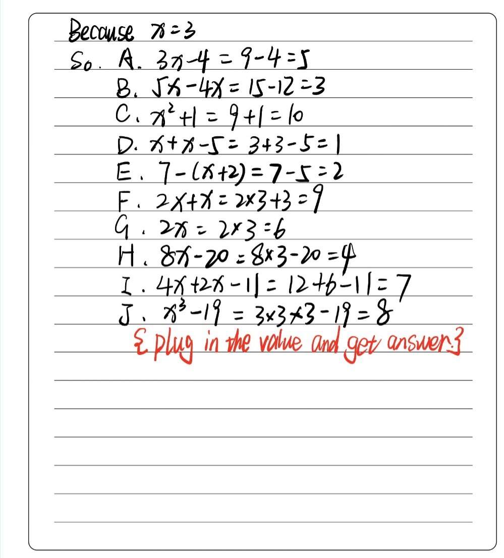 Hint X 3 A 3x 4 B 5x 4x C X2 1 D X X 5 E 7 Gauthmath