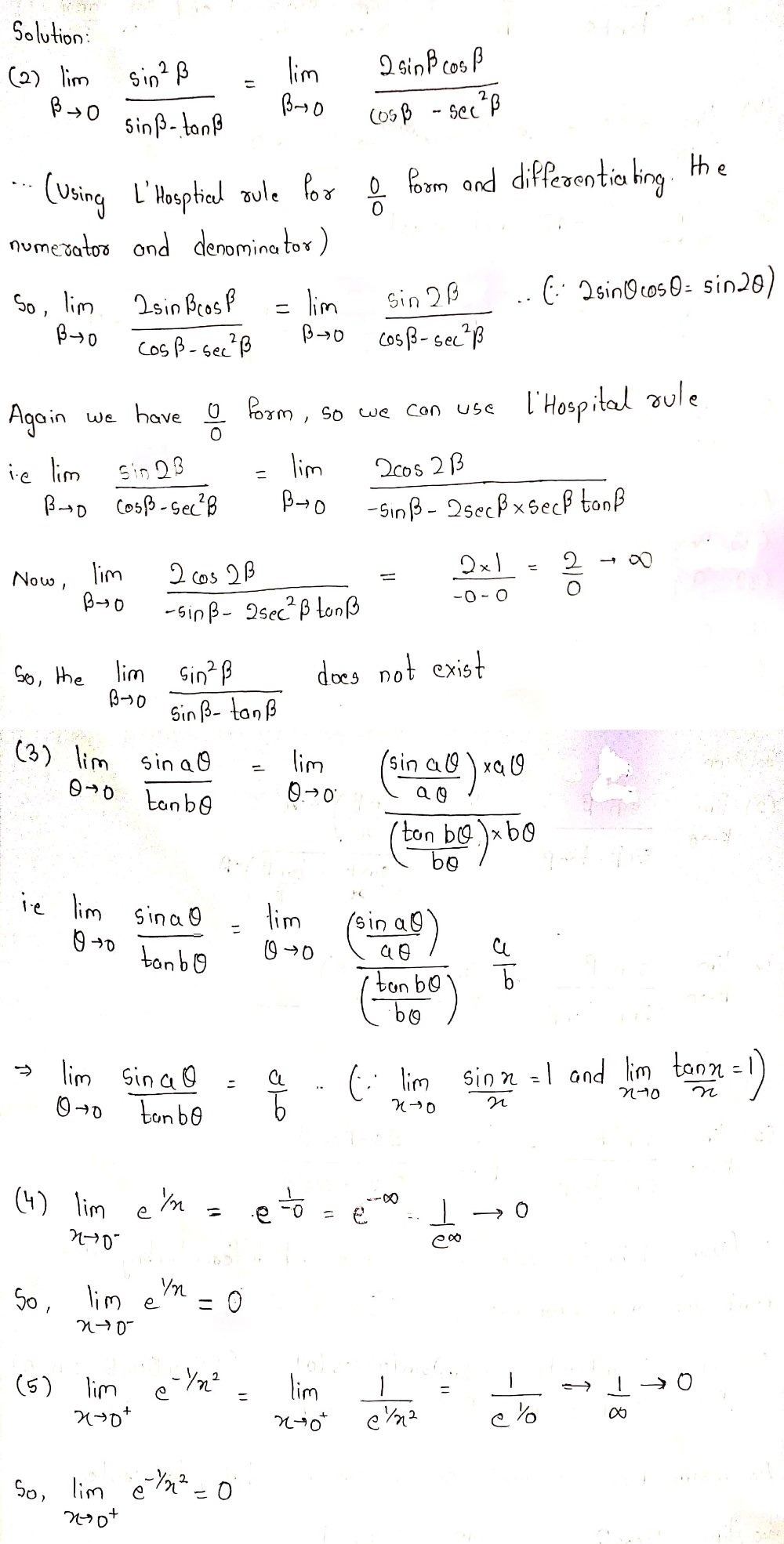 2 Limlimits Beta To 0frac Sin 3beta Sin Beta Ta Gauthmath