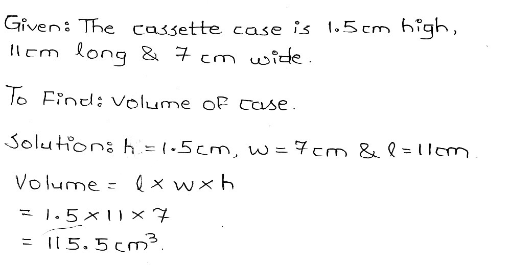 6 What Is The Volume Of A Typical Cassette Case T Gauthmath