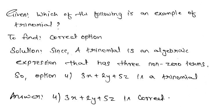 5 Which Of The Following Is An Example Oftrinom Gauthmath