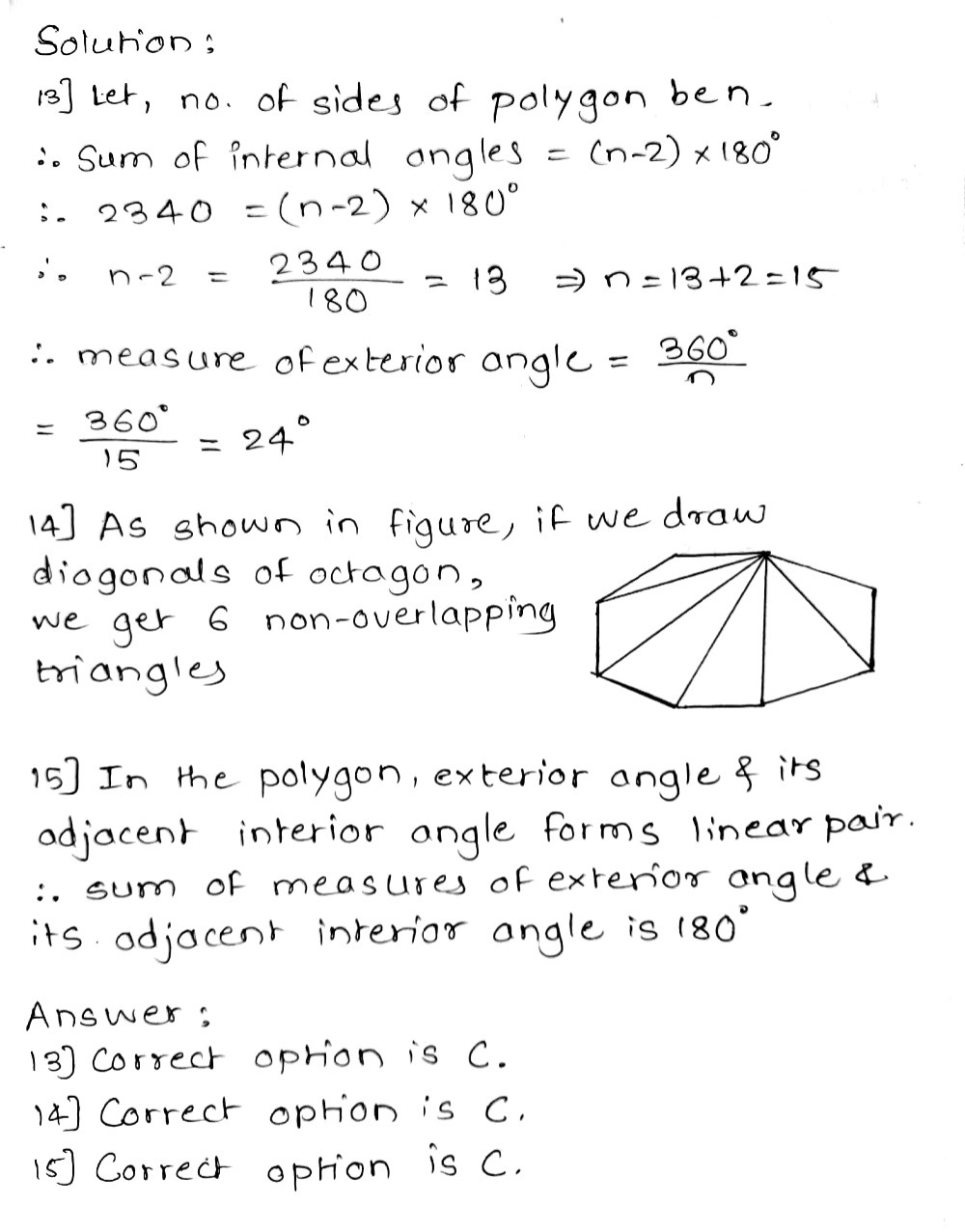 13 Find The Measure Of One Exterior Angle Of A Re Gauthmath