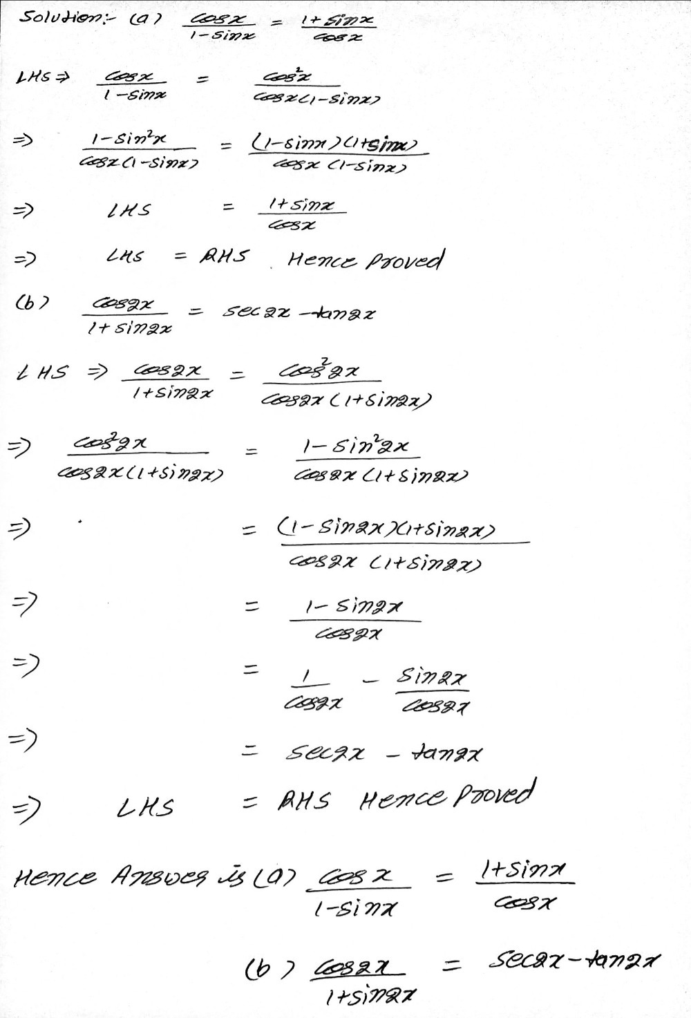 Prove Each The Following Trigonometric Identities Gauthmath