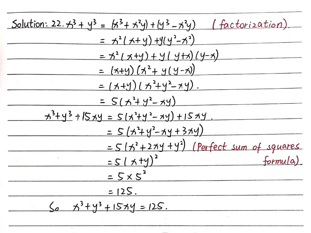 22 If X Y 5 Find The Value Of X3 Y3 15xy 23 Fi Gauthmath