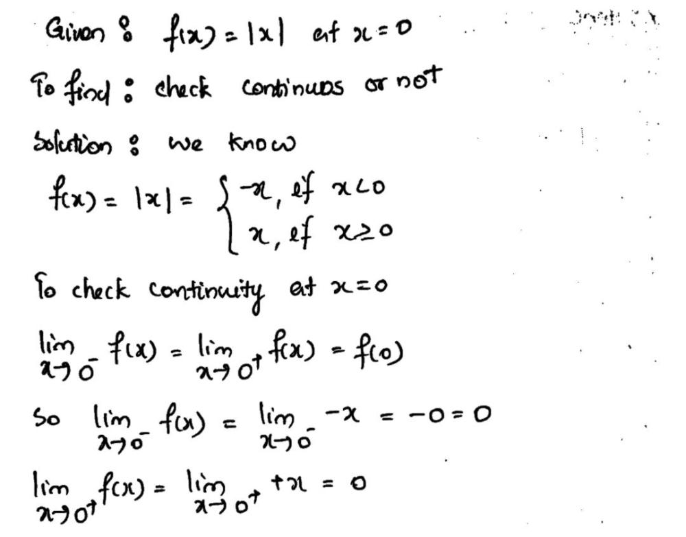 Derivative of absolute value function: fx=Absx=|x| - Gauthmath