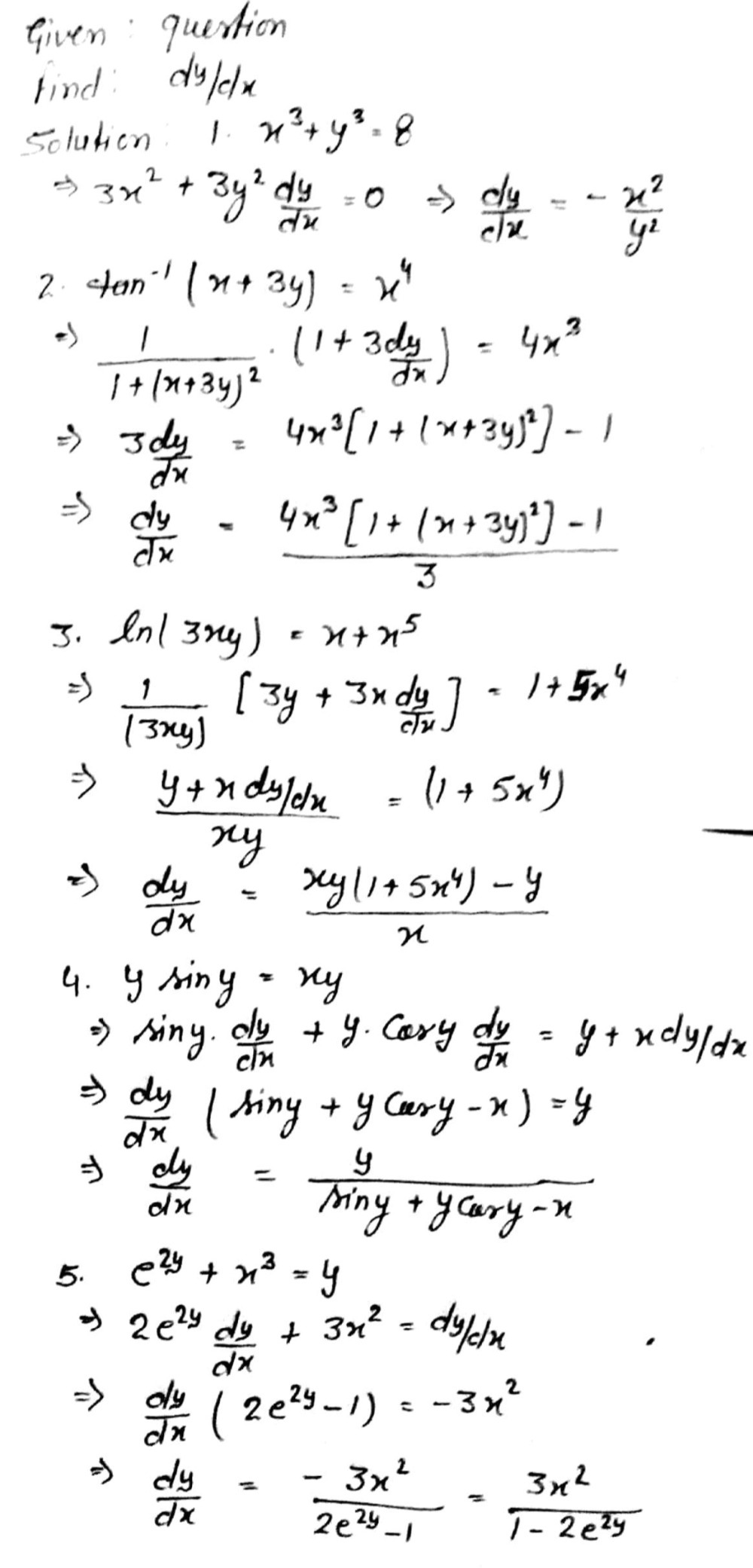 L Find Dy Dx Of The Followin 1 X3 Y3 8 2 Tan Gauthmath L Find Dy Dx Of The Followin 1 X3 Y3 8 2 Tan Gauthmath