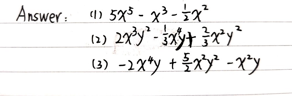 X25x3 X 1 2 3xy X2 Y 2 3 X2y 4x3 5xy 2x 1 2 X Gauthmath