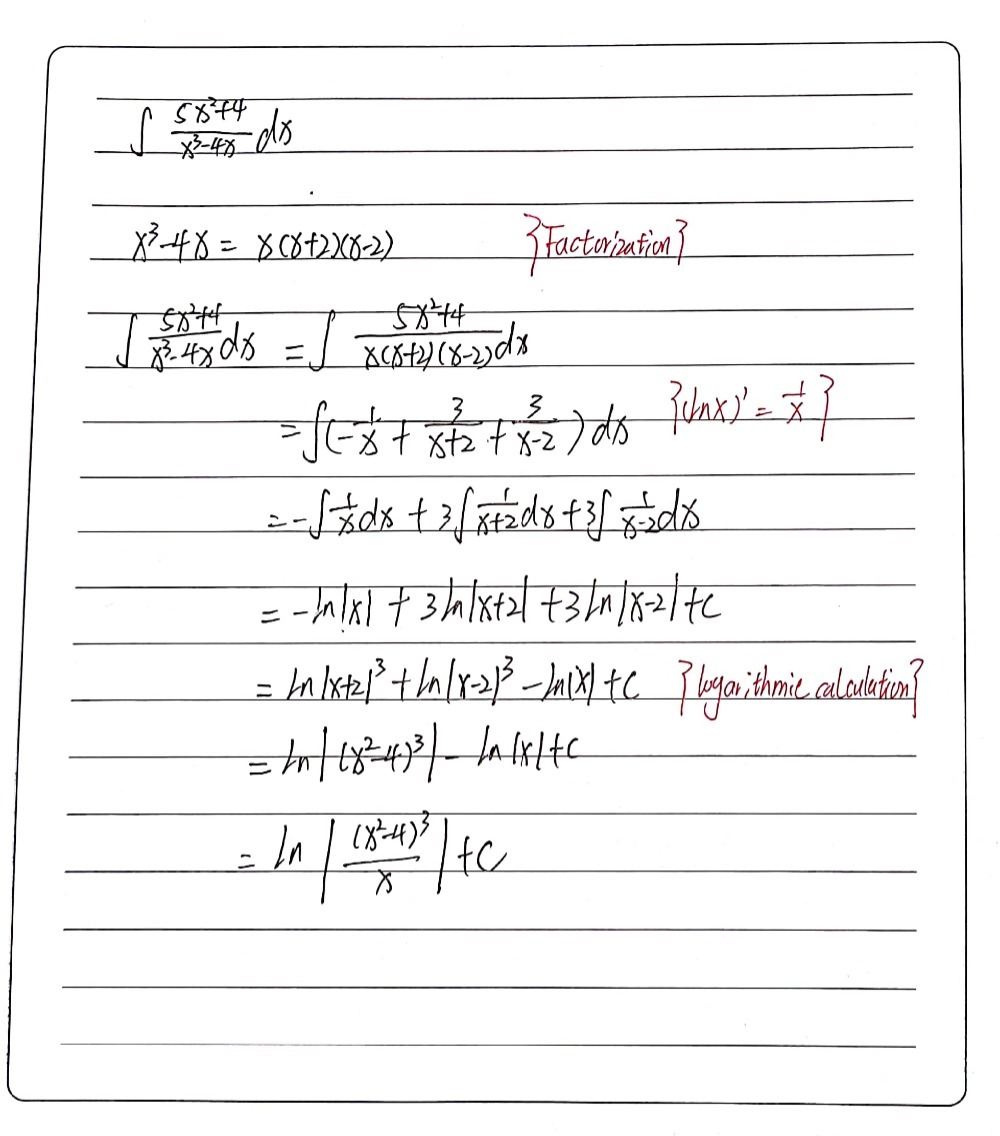 43 T Frac 5x2 4x3 4xdx Underline E A 3ln Gauthmath