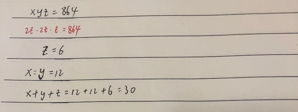 3 Se X Y 2z E Xyz 864 Qual Eo Valor De X Y Z Gauthmath