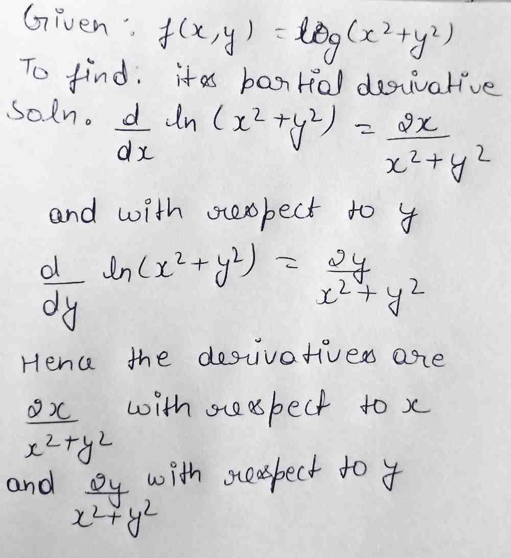 Partial Derivative Of Fx Y Ln X2 Y2 Gauthmath