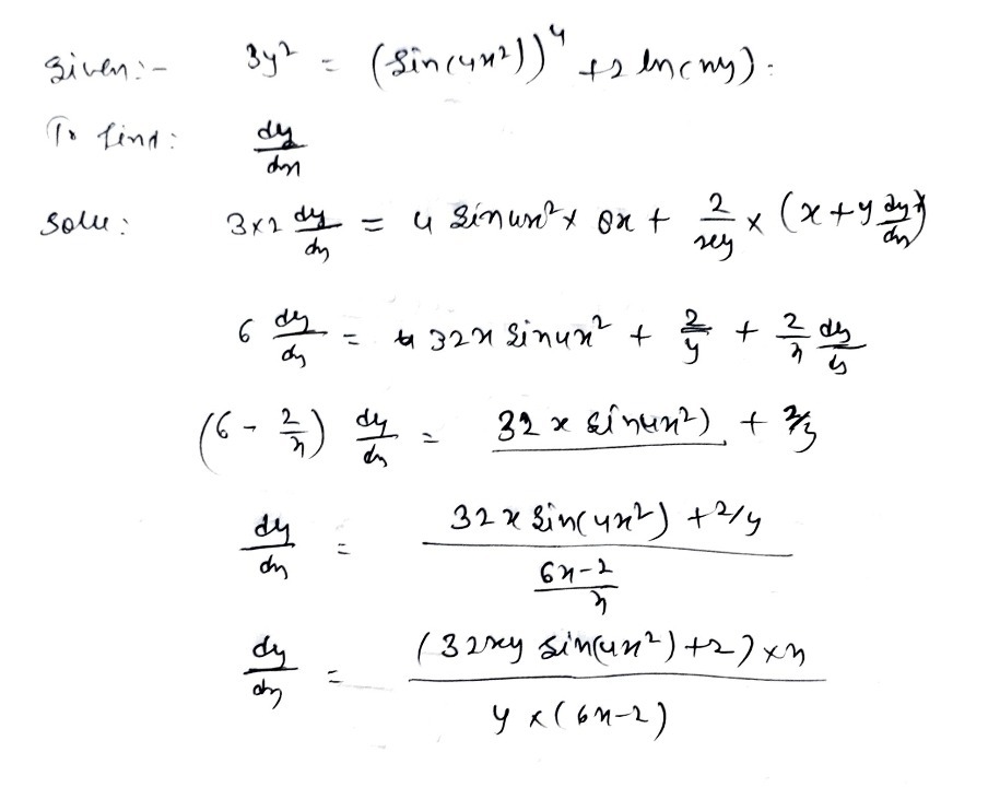 Ax 5 Find Dy Dx Ifsin 4x2 4 2ln Xy 3y3 Gauthmath