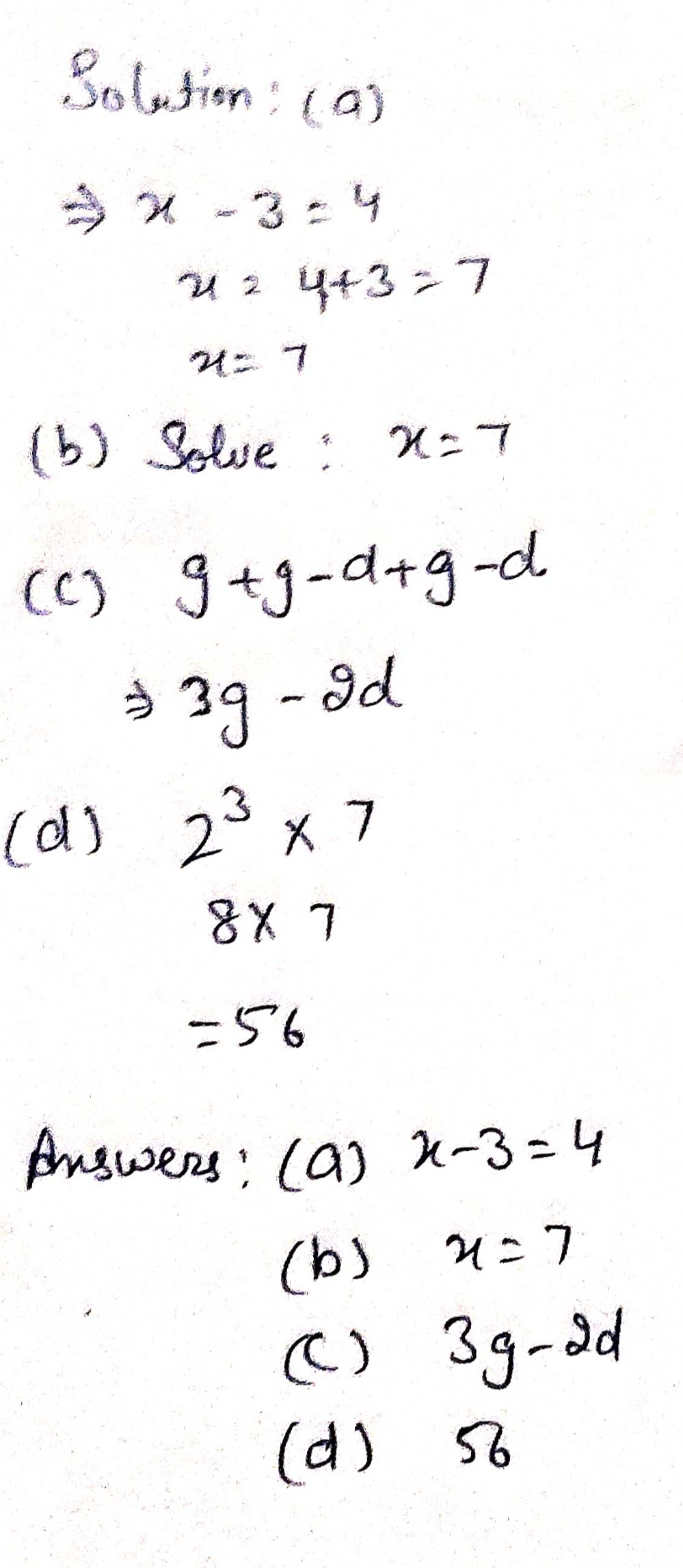 I Think Of A Nuimber Subtract 3 And My Result Is Gauthmath