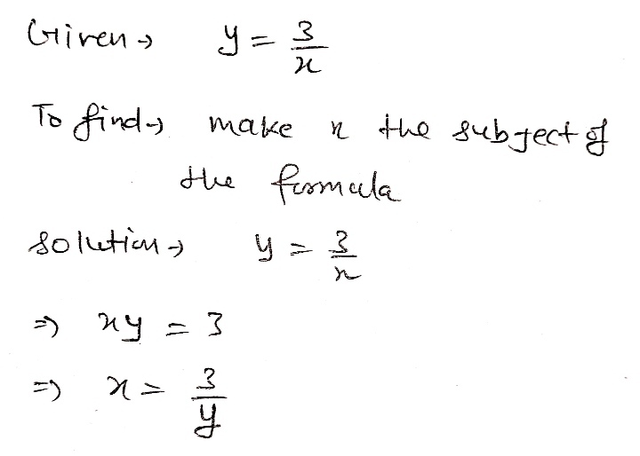 Make X The Subject Of The Formula Y 3 X The Fir Gauthmath