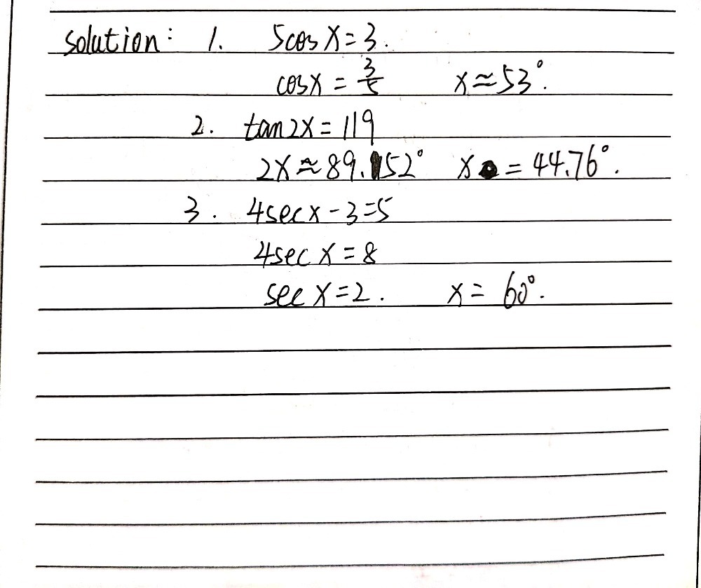 2 1 1 5 Cos X 3 2 1 2 Tan 2x 1 19 2 1 3 4 S Gauthmath