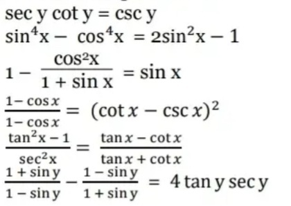 A Prove The Following Identities 1 Sec Ycot Gauthmath