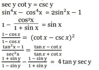 A Prove The Following Identities 1 Sec Ycot Gauthmath A Prove The Following Identities 1 Sec Ycot Gauthmath