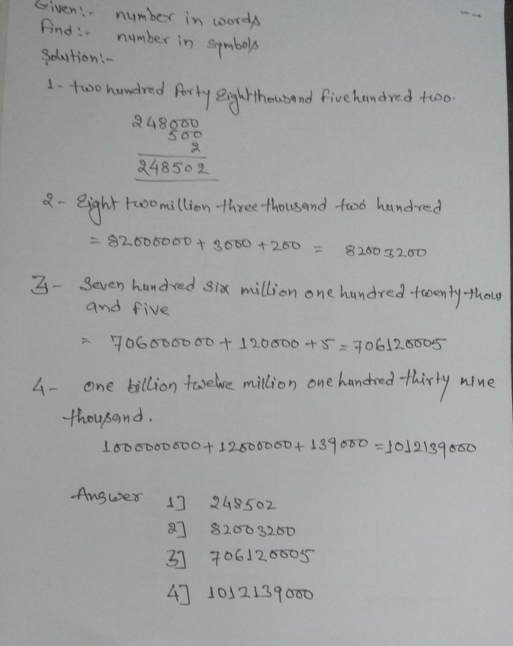 199. Write the following numbers in symbois. 19. - Gauthmath