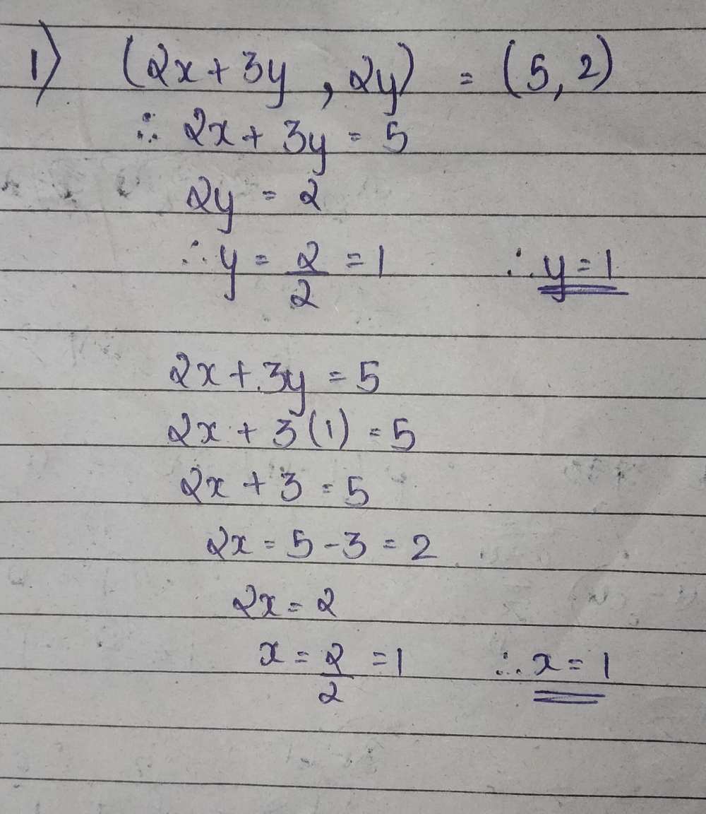 1 If 2 X 3 Y 2 Y 5 2 Find The Value Of X And Gauthmath