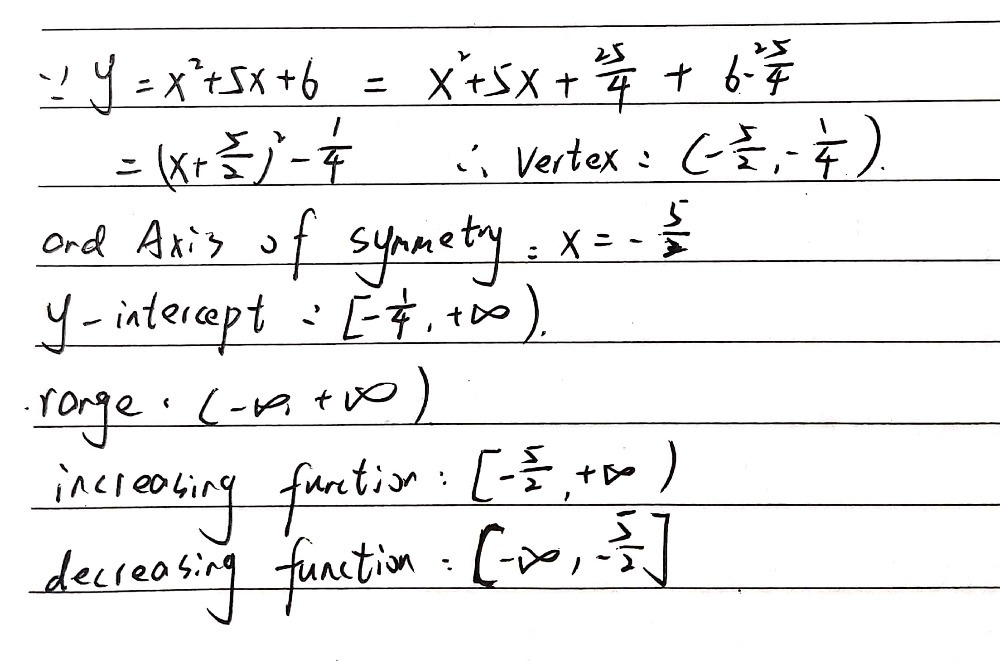 Let S Take A Closer Look At Y X2 5x 6 Gauthmath