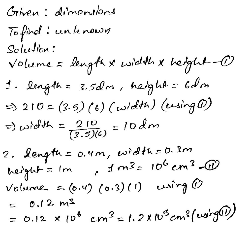 2 A Box Is 3 5 Dm Long And 6 Dm High Its Volume Gauthmath