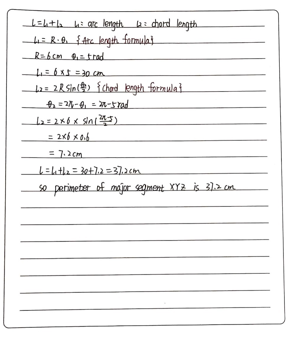 3 Perimeter Of Major Segment Xyz Perimeter Tember Gauthmath