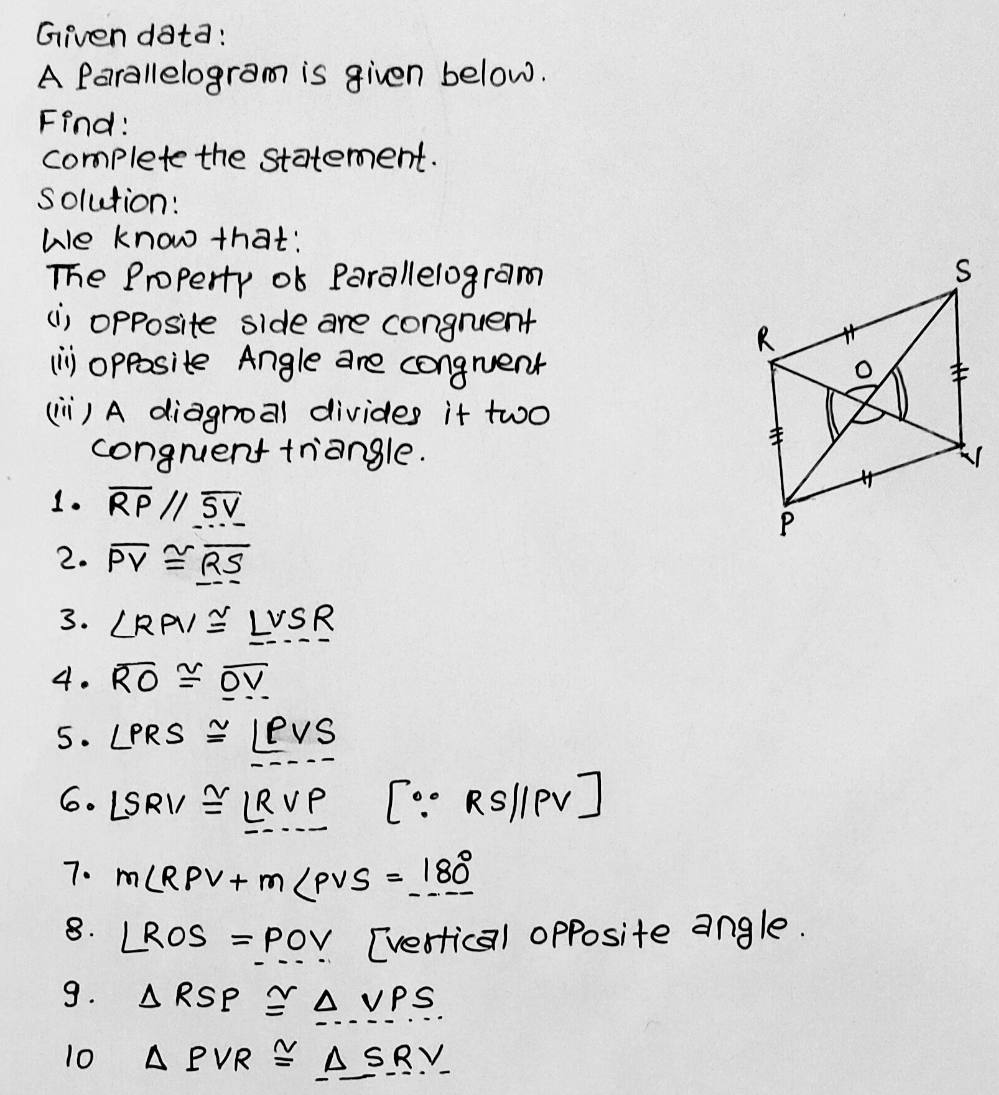 S Il Refer To Parallelogram Rvsp Complete Each Gauthmath