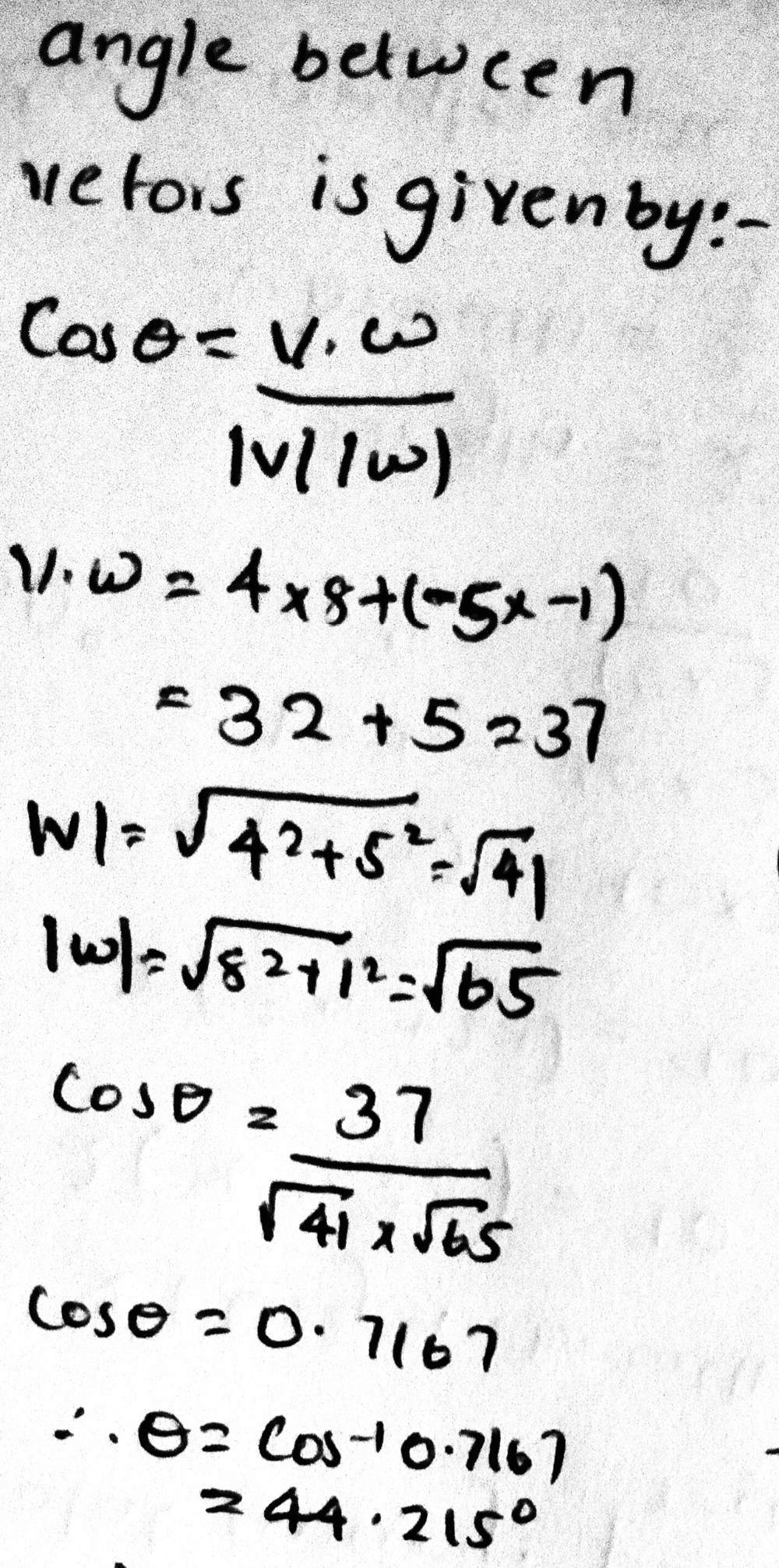 Given V 4i 5j And W 8i J Find The Angle Between V Gauthmath