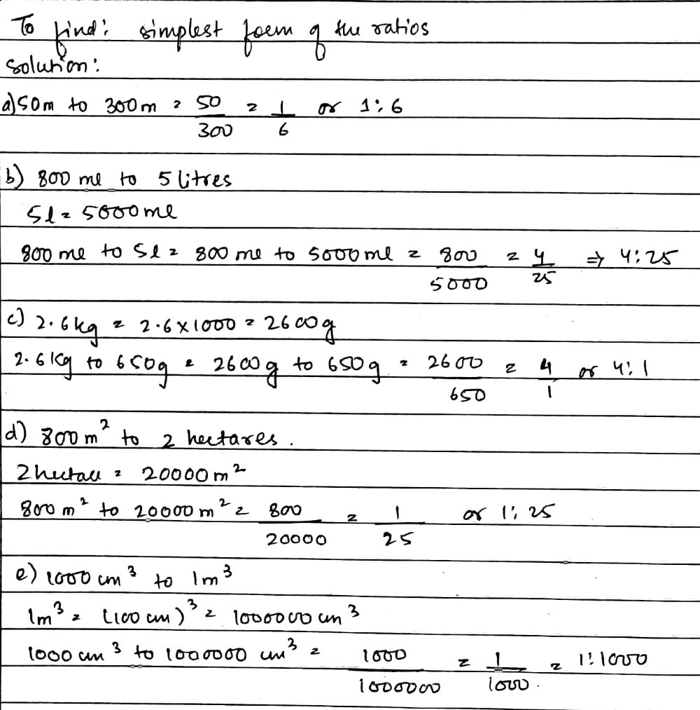 Express The Following Ratios In Their Simplest For Gauthmath