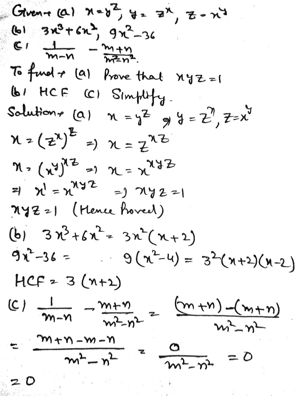 7 A If X Yz Y Zx And Z Xy Show That Xyz 1 B Fi Gauthmath