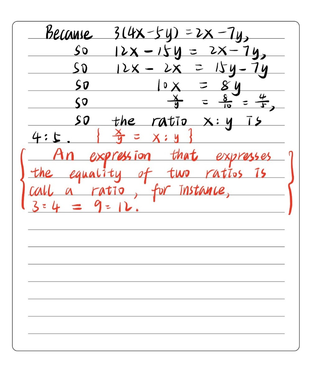 Denne Proporaon 5 If 34x 5y 2x 7y Find The Ratio Gauthmath