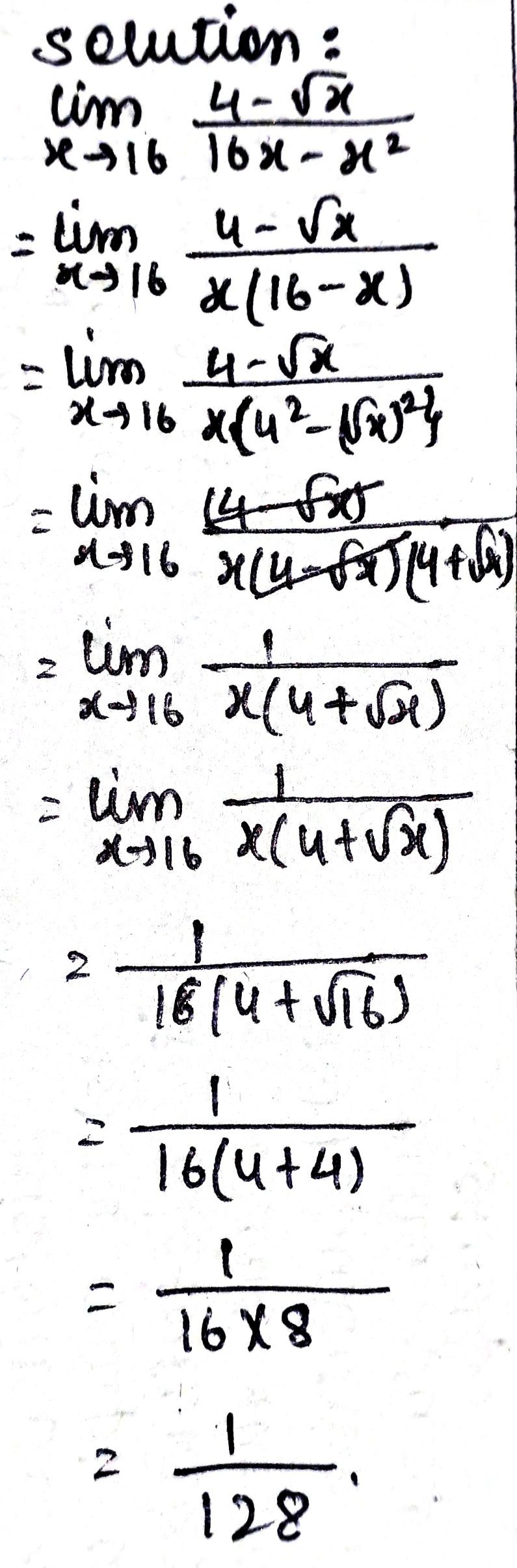 Lim X 16 Frac4 Square Root Of X16 X X2 Gauthmath