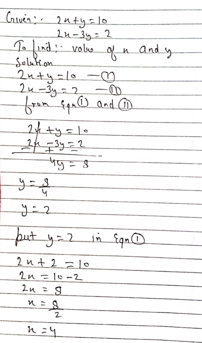 23 Gfaz Zl Solve Graphically 2x Y 10 And 2x 3y 2 Gauthmath