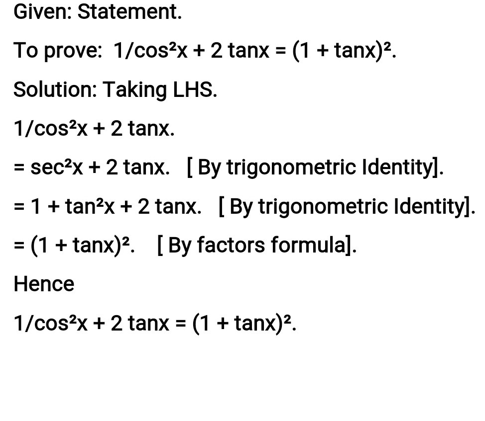 D Prove The Following Identities 1 Frac 1cos 2x 2 Gauthmath