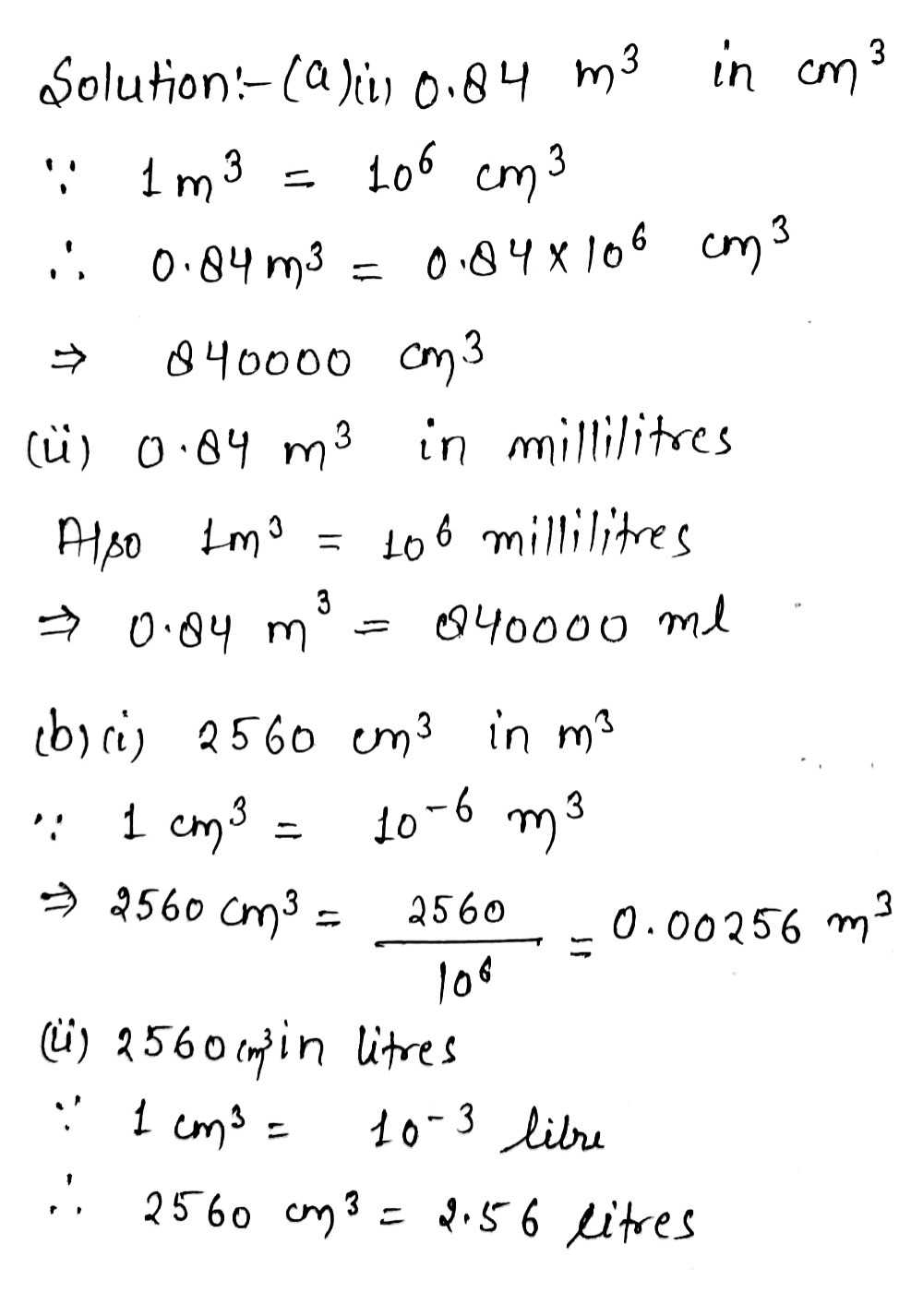 Ha 2 Express A 0 84 M3 I In Cm3 Ii In Millilit Gauthmath