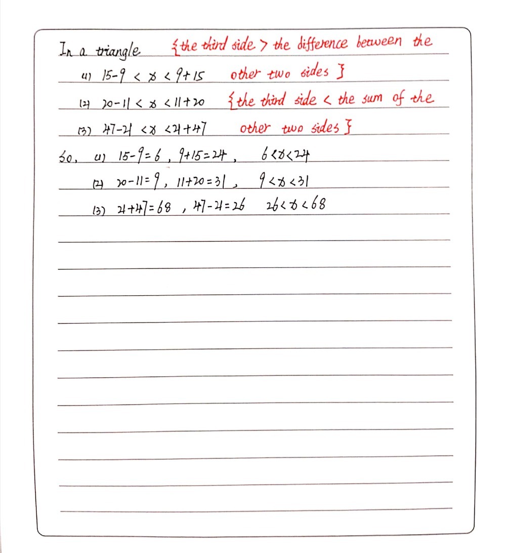 Triangle Inequality Theorem The Sum Of The Lengths Gauthmath