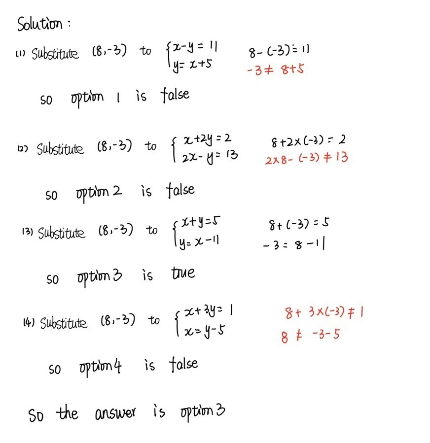 5 1 Poid The Point 8 3 Is A Solution To Which Of Gauthmath