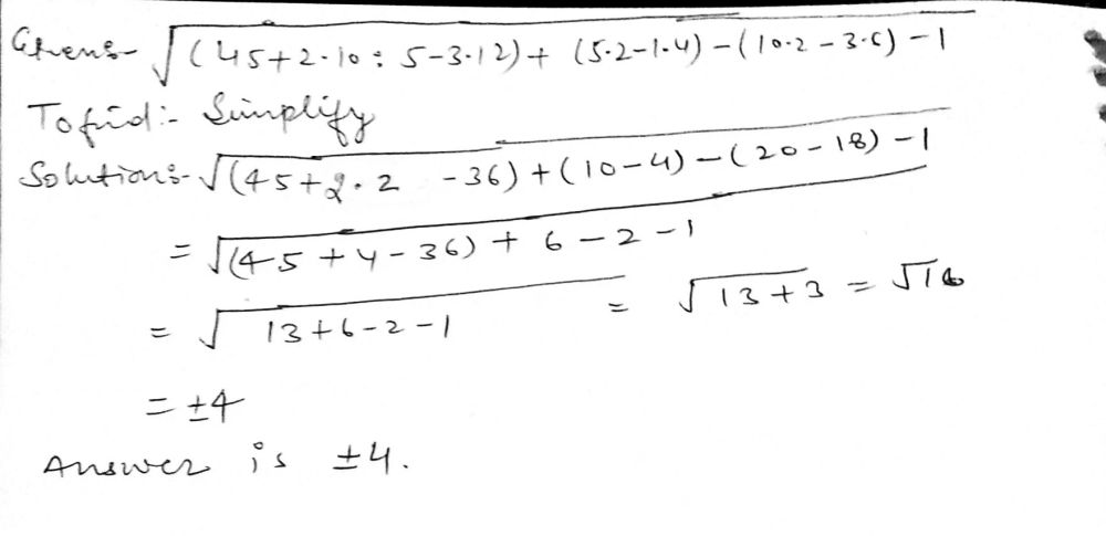 Square Root Of 45 2 10 5 3 12 5 2 1 Gauthmath