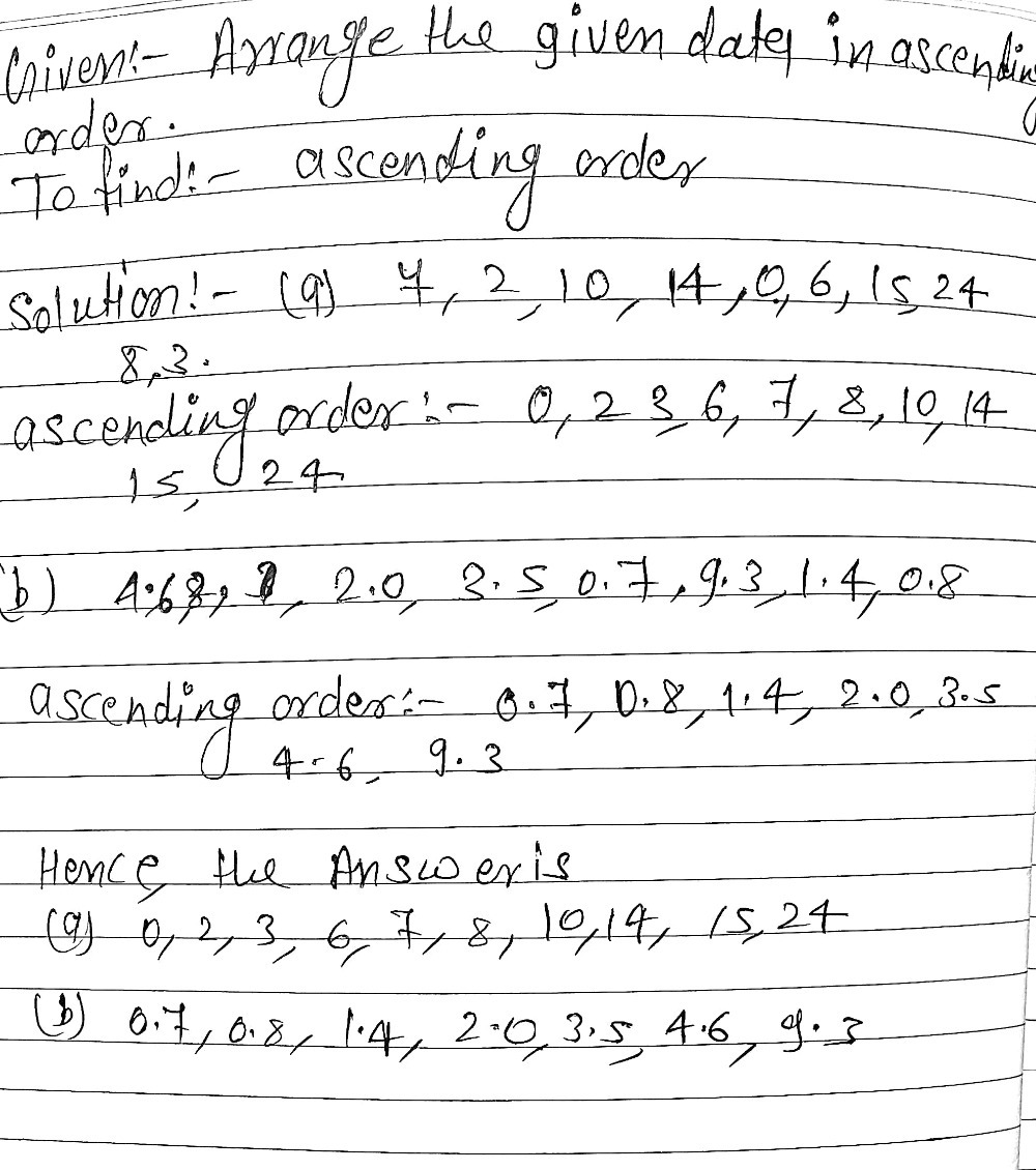 1 Arrange The Given Data In Ascending Order Writ Gauthmath 1 Arrange The Given Data In Ascending Order Writ Gauthmath