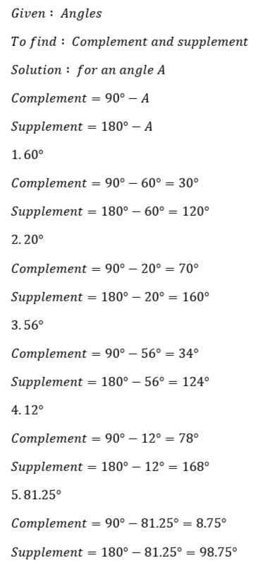 Solved: Learning Task 1: Determine the complement and supplement ...