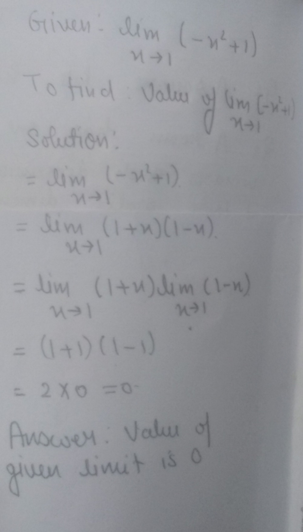 1 Lim X 1 Ft X2 1 Gauthmath