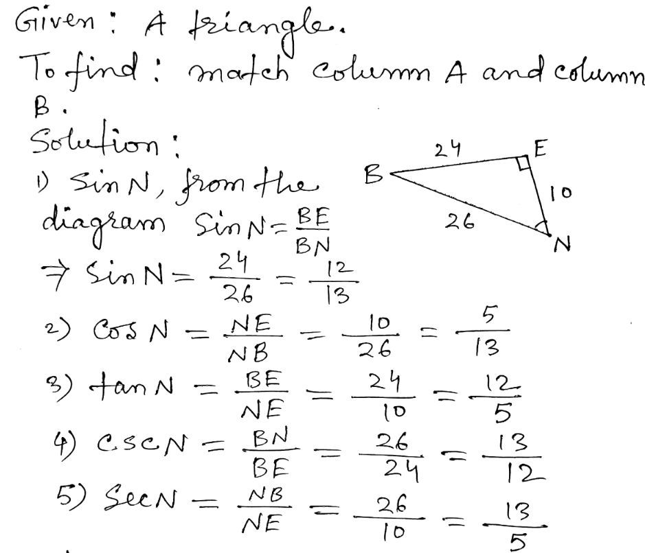 Column A Column B 1 Sin N Y 13 12 2 Cos N R Gauthmath