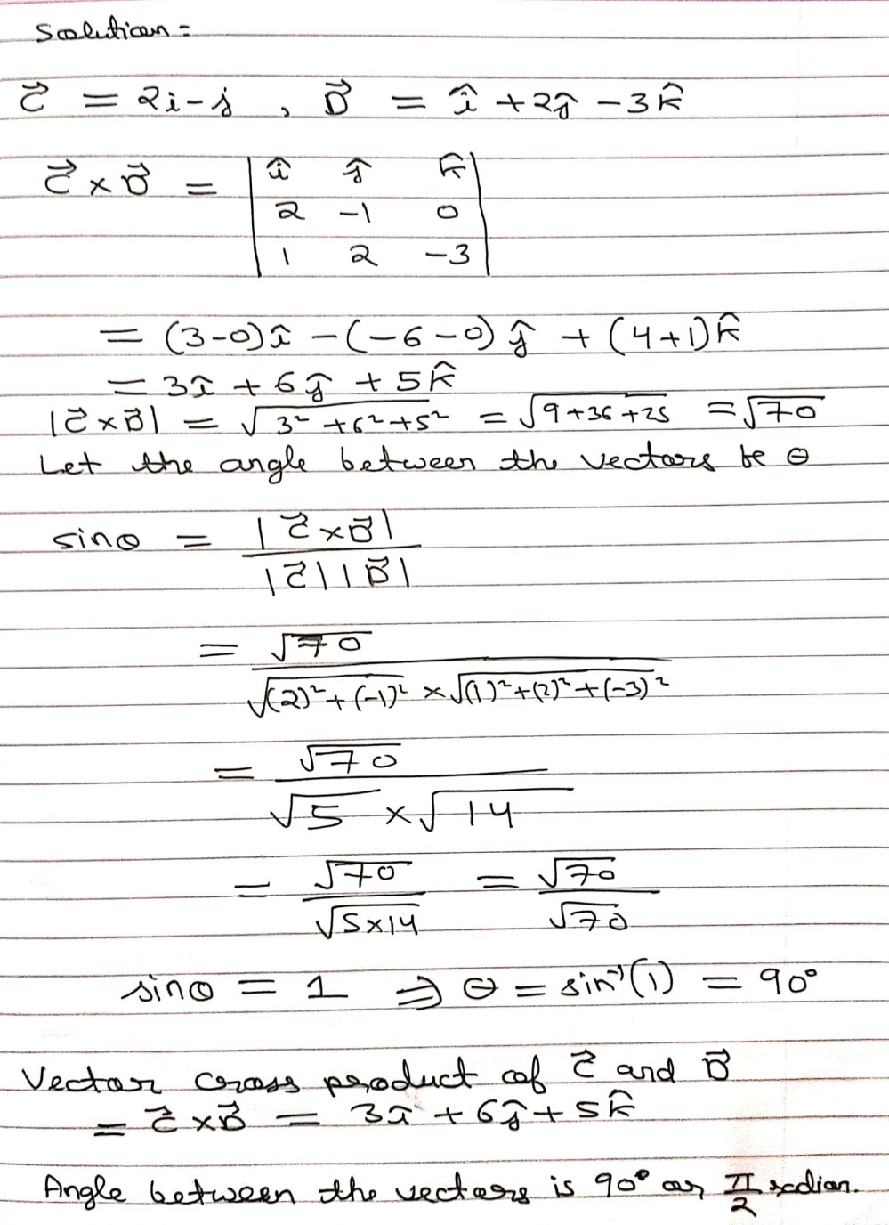 15 Find The Vector Cross Product Of Two Vectors Gauthmath