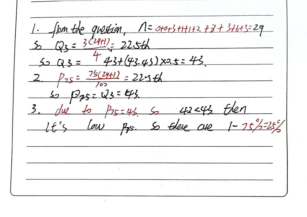 1 Quartile 3 2 Percentile 75 3 If Gian Is Gauthmath