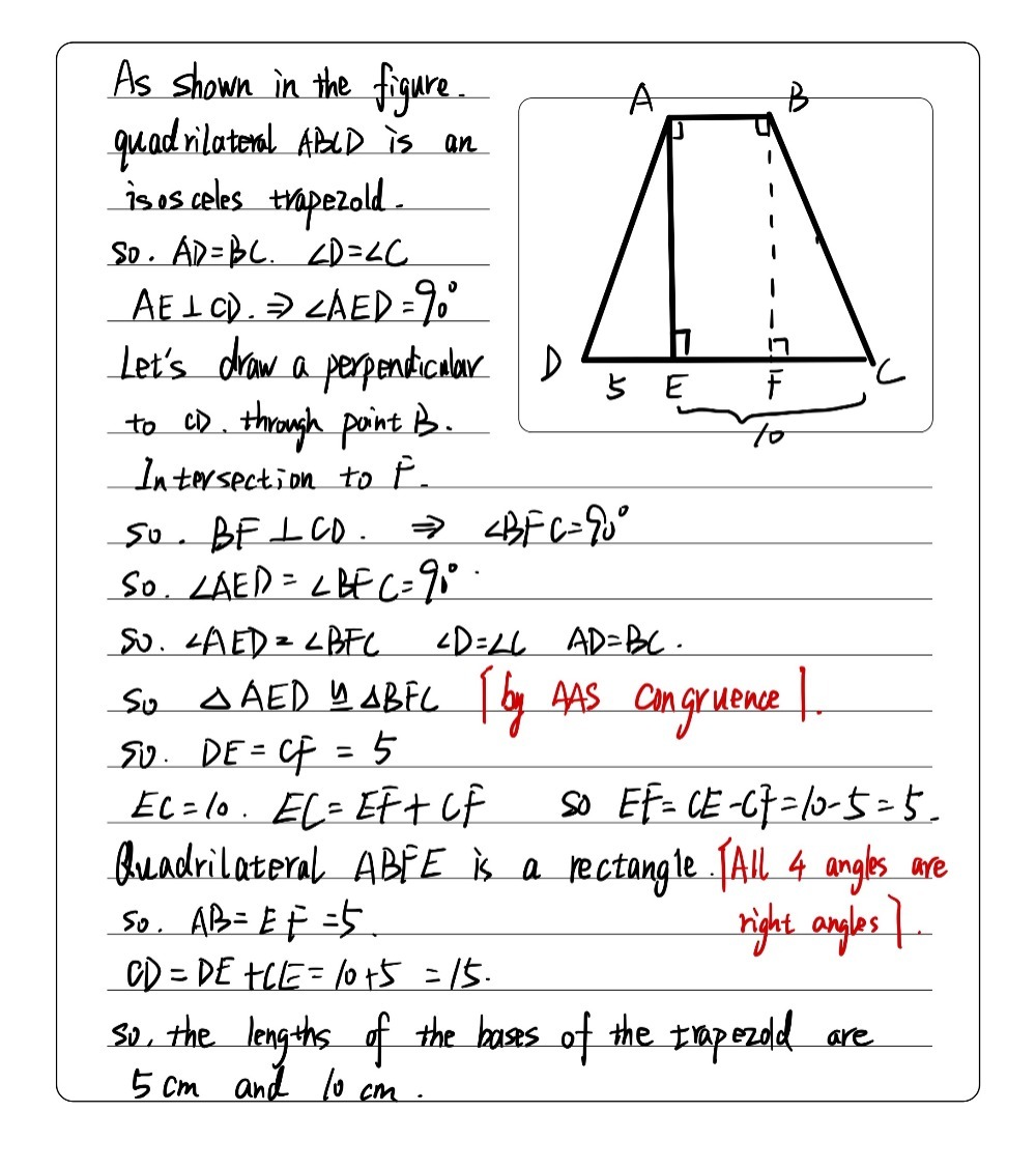 13 In An Isosceles Trapezoid The Altitude Drawn Gauthmath